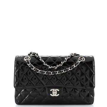 Chanel Vintage Classic Double Flap Bag Quilted Glitter Patent Medium