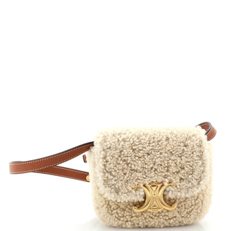 Celine Triomphe Shoulder Bag Shearling Mini