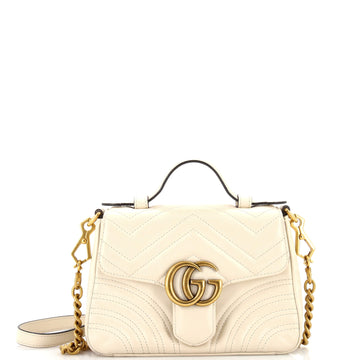 Gucci GG Marmont Top Handle Flap Bag Matelasse Leather Mini