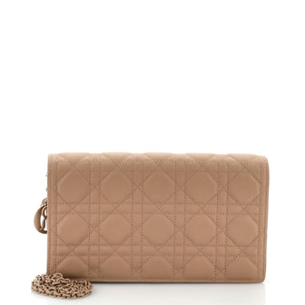 Christian Dior Ultra Matte Lady Dior Wallet on Chain Pouch Cannage Quilt Calfskin Long