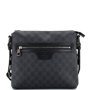Gucci Front Zip Flat Messenger Bag GG Coated Canvas Medium