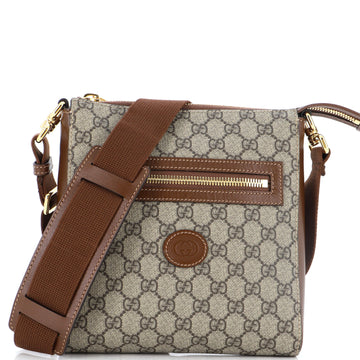 Gucci Interlocking G Patch Zip Messenger Bag GG Coated Canvas Small