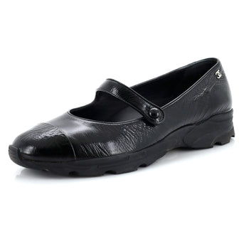 Chanel Women's CC Mary Jane Rubber Sole Flats Leather