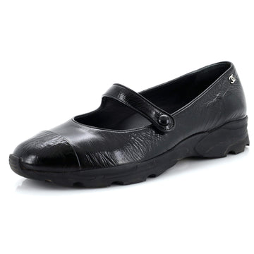 Chanel Women's CC Mary Jane Rubber Sole Flats Leather