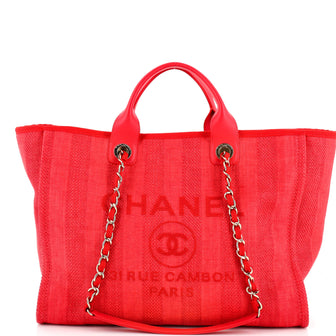 Chanel Deauville Tote Striped Mixed Fibers Medium