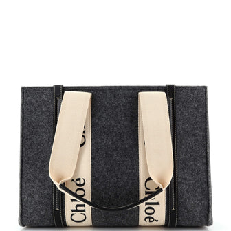 Chloe Woody Tote Recycled Felt with Leather and Canvas Medium