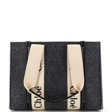 Chloe Woody Tote Recycled Felt with Leather and Canvas Medium