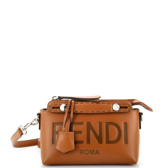 Fendi Logo By The Way Satchel Embossed Leather Mini