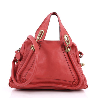 Chloe Paraty Top Handle Bag Leather Medium Red 2577102