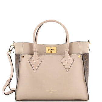 Louis Vuitton On My Side Tote Leather with Monogram Canvas MM