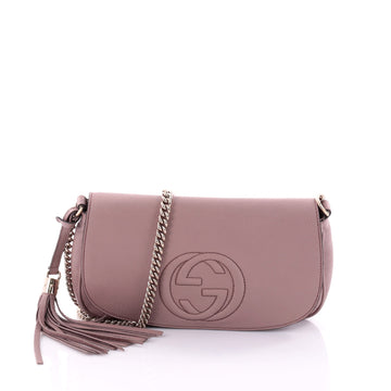 Gucci Soho Chain Crossbody Bag Leather Medium Pink 2577201
