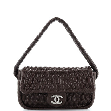 Chanel CC Ruched Flap Shoulder Bag Quilted Leather Small