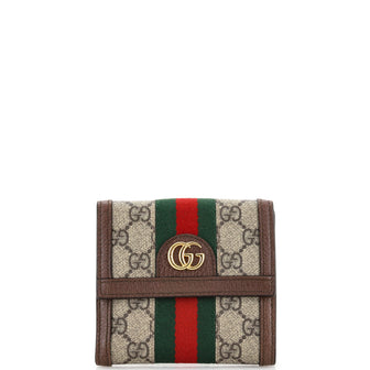 Gucci Ophidia French Flap Wallet GG Coated Canvas Compact
