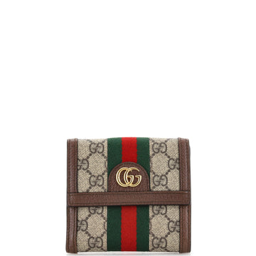 Gucci Ophidia French Flap Wallet GG Coated Canvas Compact