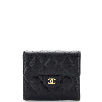 Chanel CC Compact Classic Flap Wallet Chevron Caviar