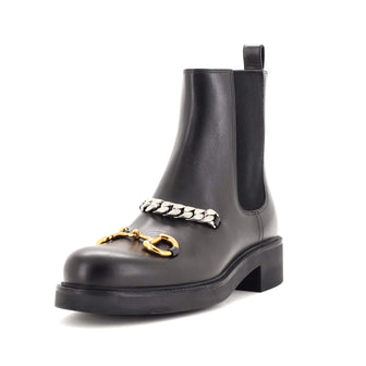 Gucci Women's Deva Horsebit Chain Chelsea Boots Leather