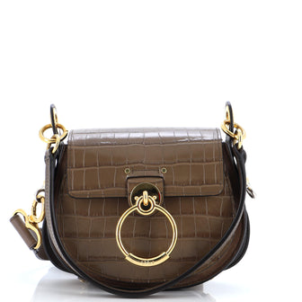 Chloe Tess Bag Crocodile Embossed Leather Small