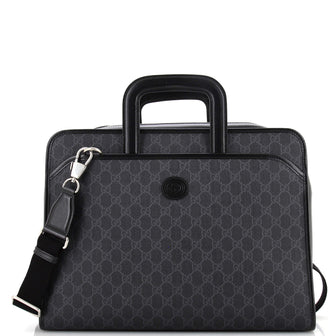 Gucci Interlocking G Patch Convertible Briefacase GG Coated Canvas