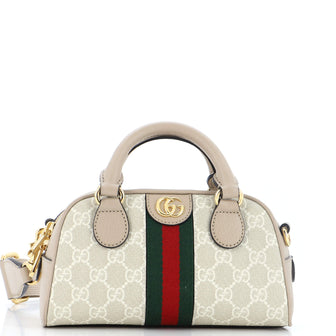 Gucci Ophidia Convertible Boston Top Handle Bag GG Coated Canvas Mini