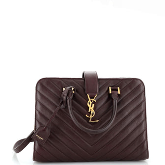 Saint Laurent Monogram Cabas Matelasse Chevron Leather Small