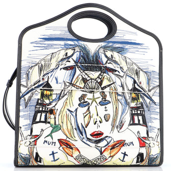 Burberry Pocket Tote Printed Canvas with Leather Medium