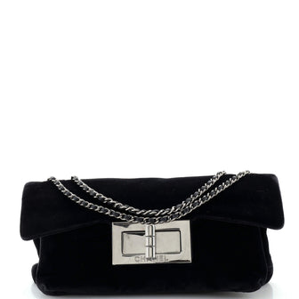 Chanel Giant Mademoiselle Lock Chain Shoulder Bag Velvet Medium