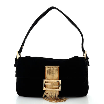 Fendi Baguette Bag Velvet with Metal Fringe