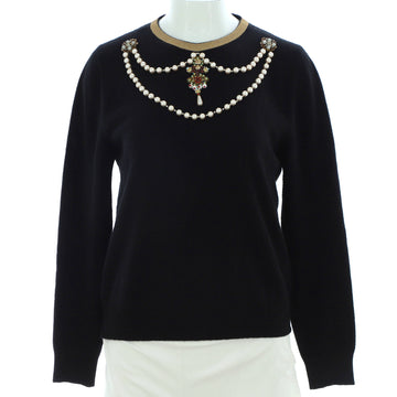Gucci Women's Necklace Crewneck Sweater Embellished Wool