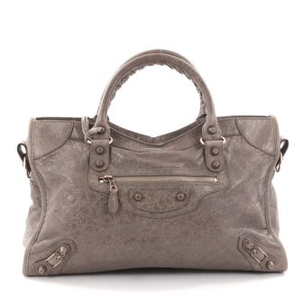 Balenciaga City Giant Studs Handbag Leather Medium Brown 2578601