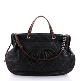 Chanel Country Chic Tote Quilted Leather Large Black 2578701