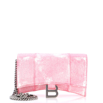 Balenciaga Hourglass Chain Wallet Denim Printed Leather