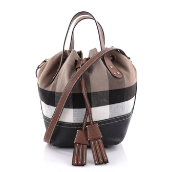 Burberry Heston Bucket Bag House Check Canvas with 2578903