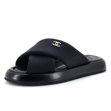 Chanel Women's CC Criss Cross Mule Sandals Fabric