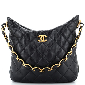 Chanel CC Links Zip Hobo Quilted Lambskin Large