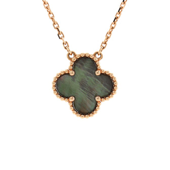 Van Cleef & Arpels Vintage Alhambra Pendant Necklace 18K Rose Gold and Grey Mother of Pearl