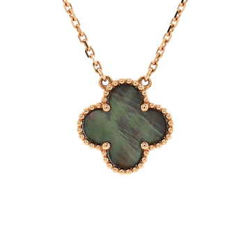 Van Cleef & Arpels Vintage Alhambra Pendant Necklace 18K Rose Gold and Grey Mother of Pearl