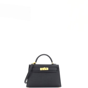 Hermes Kelly Mini II Bag Black Epsom with Gold Hardware 20