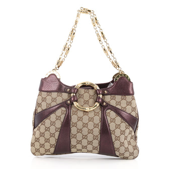 Gucci Bamboo Chain Shoulder Bag GG Canvas Brown 2579202