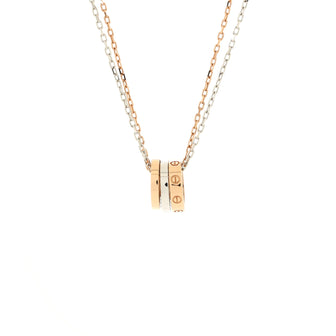 Cartier Love 3 Ring Pendant Necklace 18K Rose Gold and 18K White Gold with 6 Diamonds
