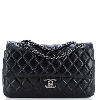 Chanel Classic Double Flap Bag Quilted Crinkled Patent Medium