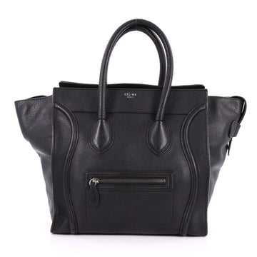 Celine Luggage Handbag Grainy Leather Mini Black 2579403