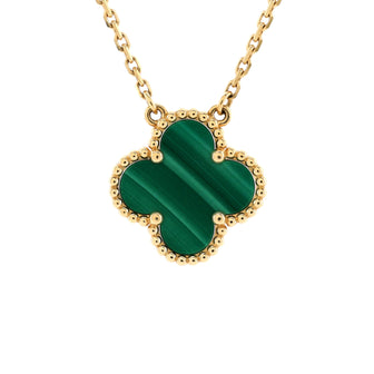 Van Cleef & Arpels Vintage Alhambra Pendant Necklace 18K Yellow Gold and Malachite