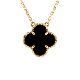 Van Cleef & Arpels Vintage Alhambra Pendant Necklace 18K Yellow Gold and Onyx