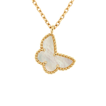 Van Cleef & Arpels Sweet Alhambra Butterfly Pendant Necklace 18K Yellow Gold and Mother of Pearl