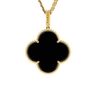 Van Cleef & Arpels Magic Alhambra Pendant Necklace 18K Yellow Gold and Onyx