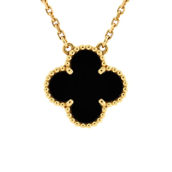 Van Cleef & Arpels Vintage Alhambra Pendant Necklace 18K Yellow Gold and Onyx