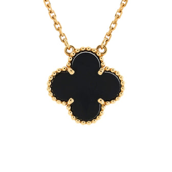 Van Cleef & Arpels Vintage Alhambra Pendant Necklace 18K Yellow Gold and Onyx
