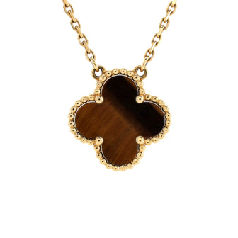 Van Cleef & Arpels Vintage Alhambra Pendant Necklace 18K Yellow Gold and Tiger Eye