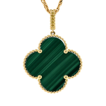 Van Cleef & Arpels Magic Alhambra Pendant Necklace 18K Yellow Gold and Malachite