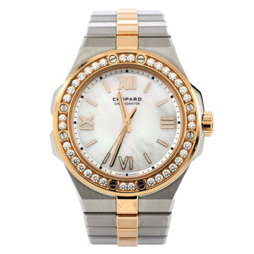 Chopard Alpine Eagle Automatic Watch Stainless Steel and Rose Gold with Diamond Bezel and Mother of Pearl 36